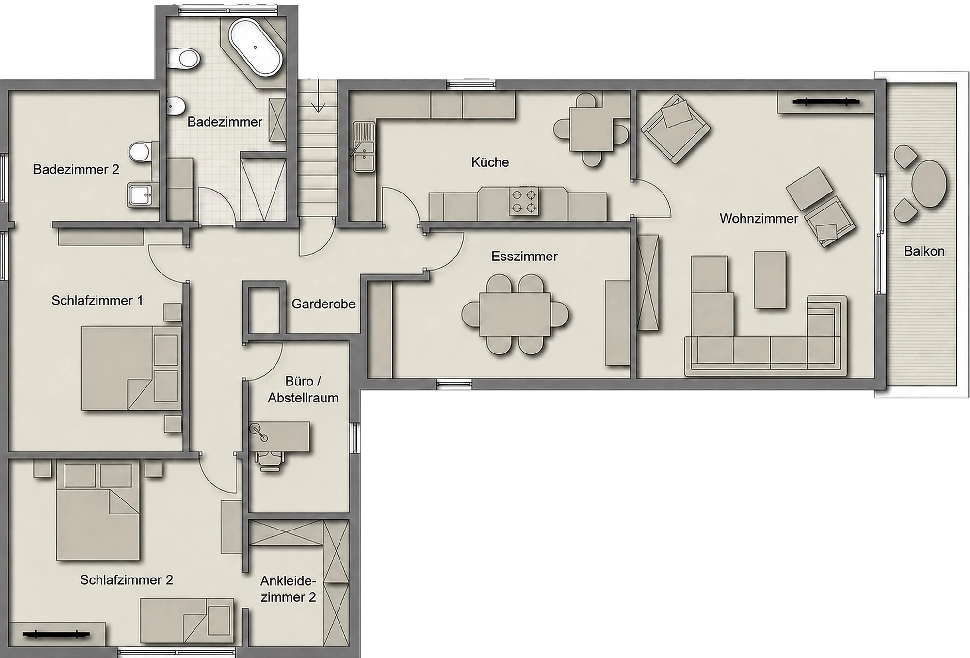 Grundriss der Ferienwohnung Am Wäldchen, 135 Quadratmeter